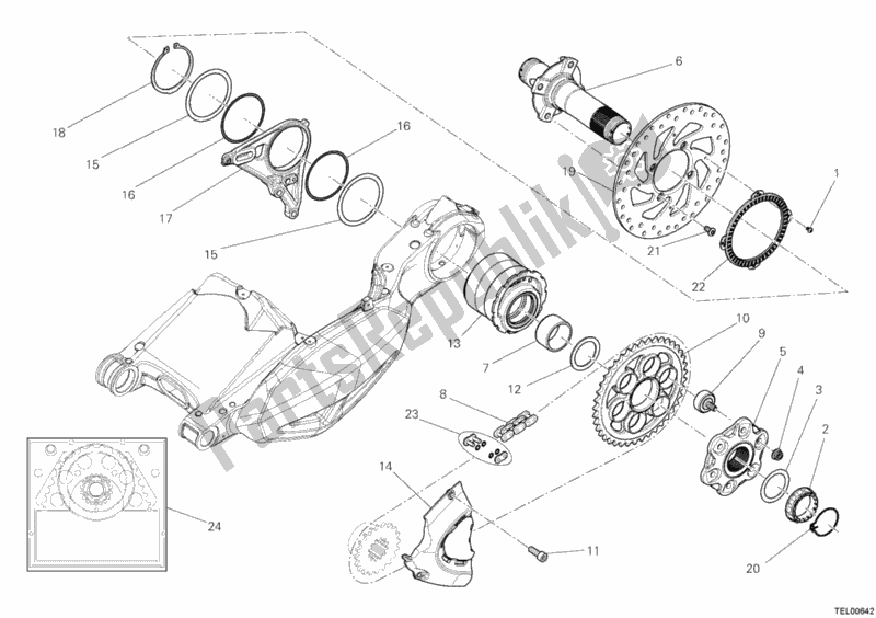 Tutte le parti per il Mozzo, Ruota Posteriore del Ducati Diavel Strada USA 1200 2014